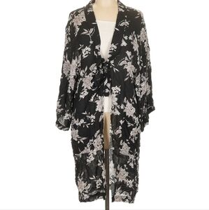 Spiritual Gangster Black and White Floral Kimono